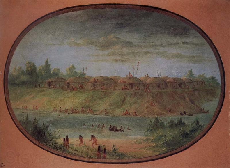 George Catlin Minnetarree Village Seen Miles above the Mandans on the Bank of the Knife River Germany oil painting art